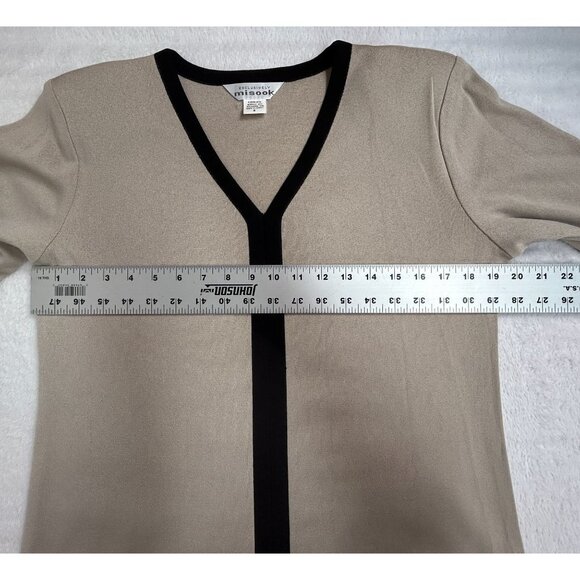 Exclusively Misook Womens Beige Knit V-Neck Tunic Sweater Small Pullover Casual - Picture 6 of 7